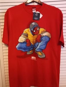 BNWT 2003 Marvel × Freeze Spider-Man Hip-hop Gangsta pose t-shirt